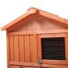 Large Wooden Rabbit Hutch Indoor and Outdoor Bunny Cage with a Removable Tray and a Waterproof Roof;  Orange Red