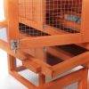 Large Wooden Rabbit Hutch Indoor and Outdoor Bunny Cage with a Removable Tray and a Waterproof Roof;  Orange Red