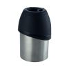 Plastic Fin Cap Pet Travel Water Bottle in Stainless Steel; Small; Silver and Black