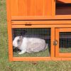 Large Wooden Rabbit Hutch Indoor and Outdoor Bunny Cage with a Removable Tray and a Waterproof Roof;  Orange Red