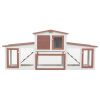 vidaXL Outdoor Large Rabbit Hutch Brown and White 80.3"x17.7"x33.5" Wood