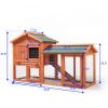 Large Wooden Rabbit Hutch Indoor and Outdoor Bunny Cage with a Removable Tray and a Waterproof Roof;  Orange Red