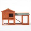 Large Wooden Rabbit Hutch Indoor and Outdoor Bunny Cage with a Removable Tray and a Waterproof Roof;  Orange Red