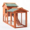 Large Wooden Rabbit Hutch Indoor and Outdoor Bunny Cage with a Removable Tray and a Waterproof Roof;  Orange Red