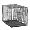 Double-Door Foldable Metal Wire Dog Crate with Divider; Medium; 30"