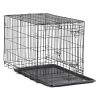 Double-Door Foldable Metal Wire Dog Crate with Divider; Medium; 30"