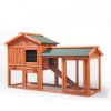 Large Wooden Rabbit Hutch Indoor and Outdoor Bunny Cage with a Removable Tray and a Waterproof Roof;  Orange Red