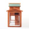 Large Wooden Rabbit Hutch Indoor and Outdoor Bunny Cage with a Removable Tray and a Waterproof Roof;  Orange Red