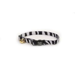 Safe Cat Fashion Adjustable Breakaway Cat Collar Zebra Black; White 3-8 in x 8-12 in