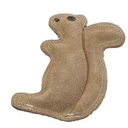 Dura-Fused Leather and Jute Dog Toy Squirrel Tan Small