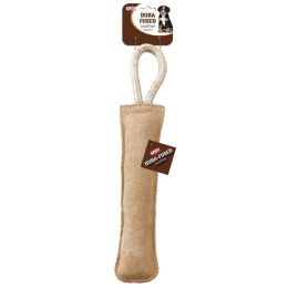 Dura-Fused Leather Retriever Dog Toy Brown; White 15 in