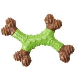 Bam-Bone Dental X-Bone Dog Toy Green-Brown 8in