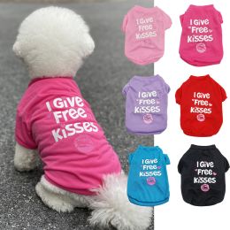 Pet Cotton Clothes for Cats and Dogs in Summer English Print Pet Dog Clothes Tank Top T-shirt in Summer (Color: pink)