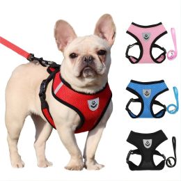 Reflective Pet Harness And Leash Set For Dog & Cat; Adjustable No Pull Dog Harness With Soft Mesh (Color: Black)