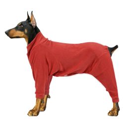 Fleece Dog Clothes Winter Thick Warm Dog Coat for Medium Large Dogs Pajamas Pet Dogs Costumes Jumpsuit Pet Products ropa perro (Color: Red)