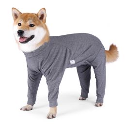 Pet Dog Clothes Dog Four-legged High-elastic Pajamas Home Clothes Physiological Clothes for Small Medium Large Dogs (Color: Gray)