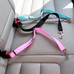 Adjustable Pet Cat Dog Car Seat Belt Pet Seat Vehicle Dog Harness Lead Clip Safety Lever Traction Dog Collars Dogs Accessoires; Dog seat belt (Color: Light Green)