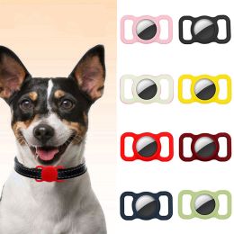 2pcs Pet Silicone Protective Case Dog Cat Collar Loop For Apple Airtags Cover For Air Tags Locator Tracker Anti-lost Device New (Color: red 2pcs)