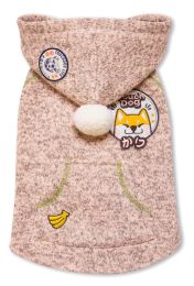 Touchdog Hippie Embellished Designer Sleeveless Pompom Pet Dog Hooded Sweater (Color: Light Pink)