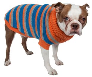 Heavy Cable Knit Striped Fashion Polo Dog Sweater (size: X-Small)