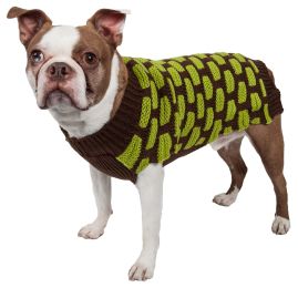 Fashion Weaved Heavy Knit Designer Ribbed Turtle Neck Dog Sweater (size: medium)