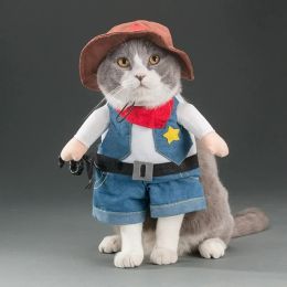 Party Clothes Funny Pet Costumes Halloween Costume Suit (Color: Western cowboy)