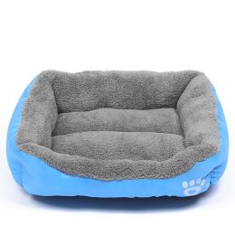 Washable Pet Dog Cat Bed Puppy Cushion House Pet Soft Warm Kennel Dog Mat Blanke (Color: Blue)