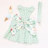 Pet clothes Dog chest back traction rope Teddy cat clothes Pet clothes Plaid plaid chest back skirt